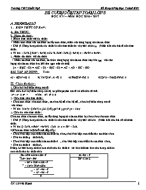 Đề cương ôn tập Toán lớp 8 học kì I  Năm học 2016  2017